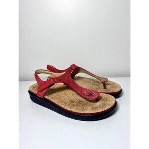 SAS Footwear Marina T-Strap Sandal - Red Leather | Size 9.5